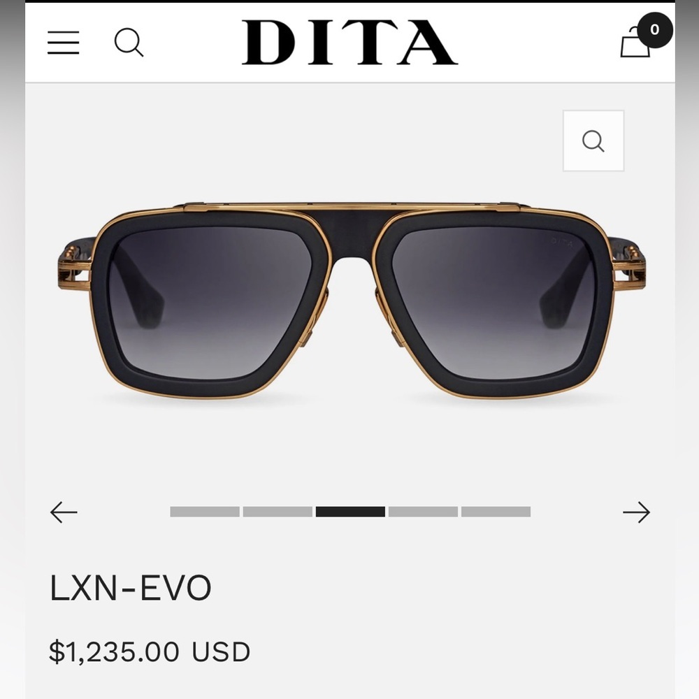 Dita LXN-EVO Luxury Eyewear Matte Black Yellow Gold Navigator Men's Sunglasses - Picture 15 of 15
